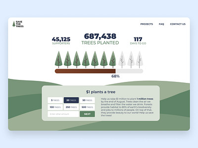 Daily UI 032—Crowdfunding Campaign crowdfunding campaign daily daily 032 daily ui daily ui 032 dailyui dailyuichallenge design figma interface save the trees ui ui design web web design