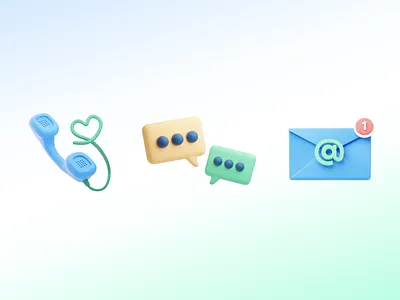 3D Icons 3d 3d art 3d icon 3d icons 3d modeling b3d chat email icon illustration render telephone webdesign