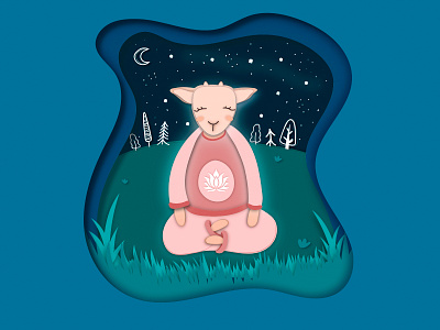 cozy goat animal cute cutpaper design ethnic flat goat illustration vector