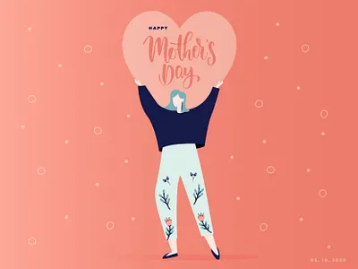 Mother's Day happy heart illustration love moms mothersday