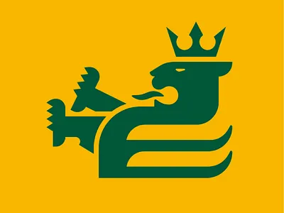 Lion animal crown green lion monogram yellow