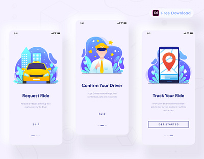 Daily UI Challenge 059/100 - Taxi App Onboarding - (Freebie) 100uichallenge adobe xd app design daily 100 challenge dailychallenge dailyui dailyuichallenge free download freebie illustration onboarding onboarding screen onboarding ui