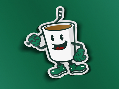 Hockey Cup character coffee cup hockey hockey stick ice hockey stick sticker