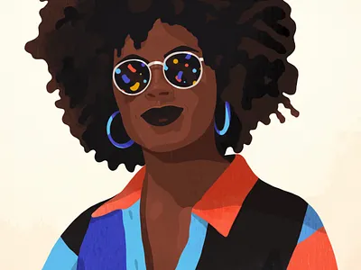 confetti sunglasses afro beautiful beauty black woman colorful confetti earrings female natural hair portrait portrait illustration pretty sunglasses woman illustration