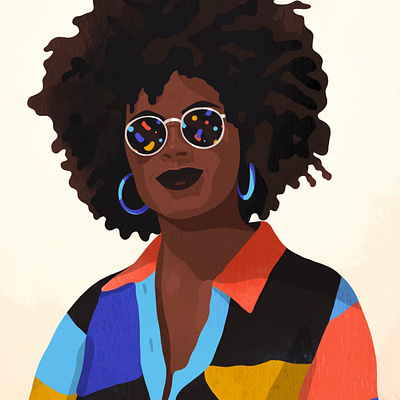 confetti sunglasses afro beautiful beauty black woman colorful confetti earrings female natural hair portrait portrait illustration pretty sunglasses woman illustration