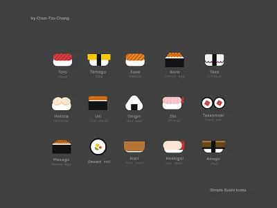 DailyUI #055 - Icon set: Sushi daily 100 challenge daily ui dailyui dailyui055 dailyuichallenge icon icon set sushi sushi icon ui ui 100day ui design uidesign