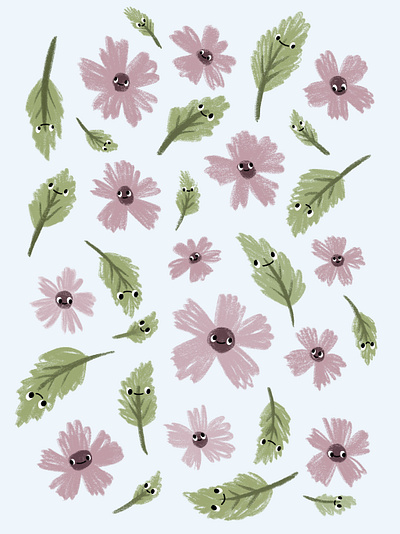 FloralFriendsPattern cute flower leaves pattern procreate spring surface pattern