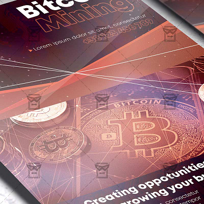 Bitcoin Mining - Flyer PSD Template digital wallet flyer digital wallet flyer