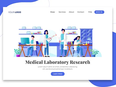 Medical Laboratory Research - Landing Page background banner clinic covid19 doctor equipment healthcare illustration lab laboratory landing medical medicine page pharmacy research science technology vector website