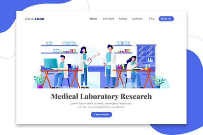 Medical Laboratory Research - Landing Page background banner clinic covid19 doctor equipment healthcare illustration lab laboratory landing medical medicine page pharmacy research science technology vector website