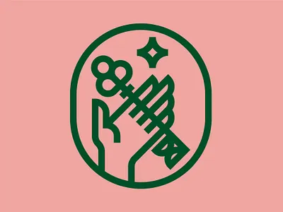 Another Concept badge brand branding hand key logo oval star vector