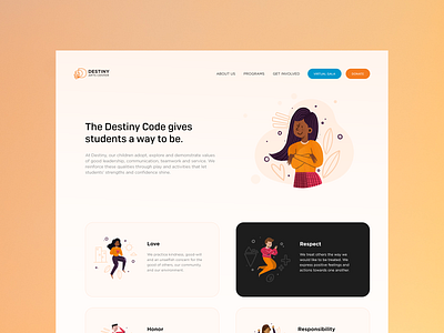 Leadership UX arts code dance design honor illustration landing page leadership love peace respect responsibility ui ux