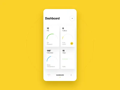 Vela Dashboard app boat dashboard fuel oil speed temperature typography ui ux volts water white yellow