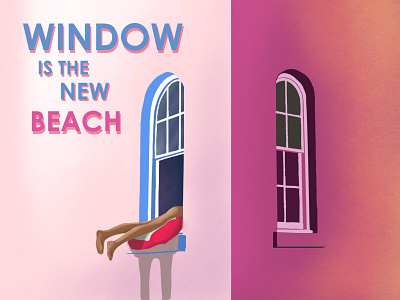 Balcony is the new beach ⛱️ art artwork balcony beach corona virus coronavirus drawing dribbble graphicdesign hellodribbble illustration pastel pastelcolors photoshop quarantine stay home sun sunny typography visual design