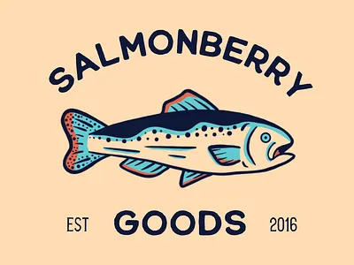 Salmonberry Goods berry branding fish goods illustration salmon typogaphy