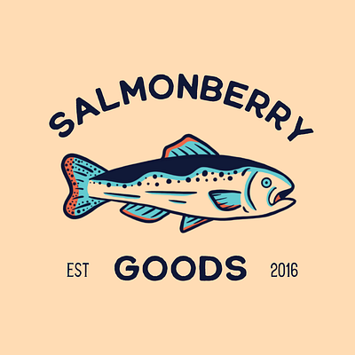 Salmonberry Goods berry branding fish goods illustration salmon typogaphy