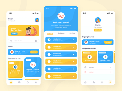 Course App Exploration app design ui