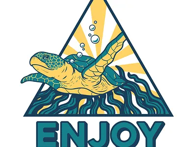 ENJOY Turtle branding conservation design illustration marine ocean tshirt turtle vector