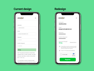 comMobile registration redesign dailyui design flat minimal mobile redesign register registration ui ux web website zapsplat