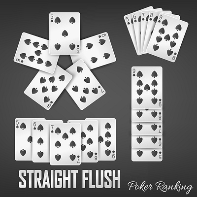 Straight Flush Poker Ranking adobe illustrator blackjack card casino casino games games hand jack joker king leisure poker poker card queen ranking solitaire spider solitaire straight flush texas holdem poker vector