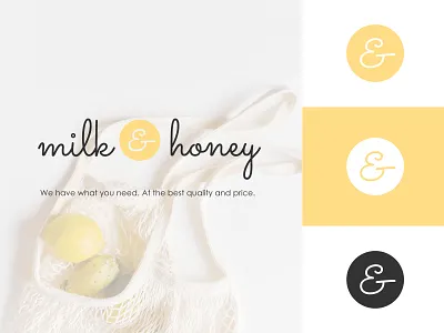 milk & honey adobe illustrator branding business creative design dribbble weekly warmup food graphic design grocery grocery store logo design market minimal organic retail yellow