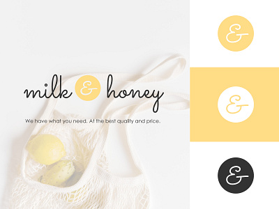 milk & honey adobe illustrator branding business creative design dribbble weekly warmup food graphic design grocery grocery store logo design market minimal organic retail yellow