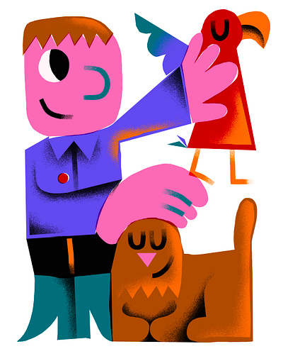 Stay Home & Play With Your Pets animal art baby character childrens childrens book colorful corona covid cute design flat fun illustration illustrator kids pets quarantine