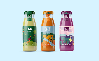 Tasty Adventura Juice label design adventura baku brand identity branding design green illustration illustrator juice juice label desin juice logo juicy label logo logo design logodesign logotype orange purple