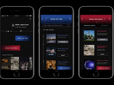 Time Travel App branding concept design mobile ui ui