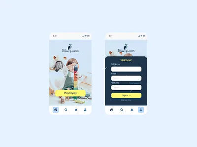 Blue Heron | Design Interface App 💙 app blue design interface design website figma flat design home login design logo minimal mobile onboarding onboarding ui product design responsive ui welcome page