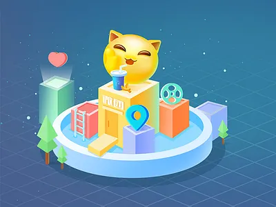 2.5D小场景 app illustration logo