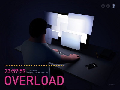 Work man c4d computer illustration man overload overwork person worker 加班 残業