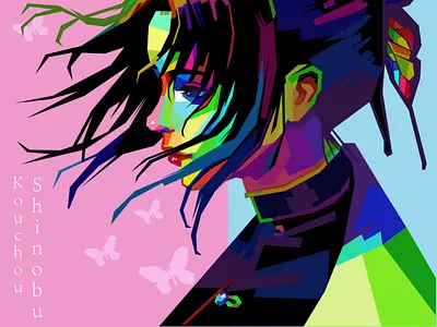 Wpap Kimetsu No Yaiba (Kouchou Shinobu) anime color abstract colorful illustrator kimetsu no yaiba pop art vector wpap