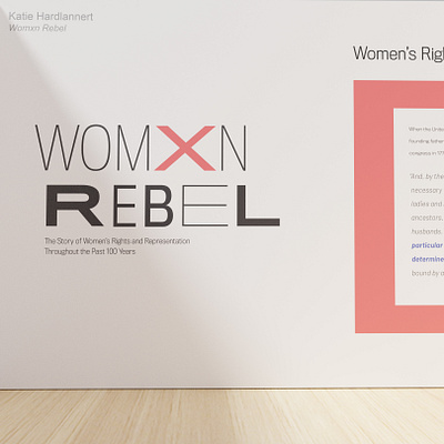 Womxn Rebel 3d model design exhibit design feminism invitation design timeline