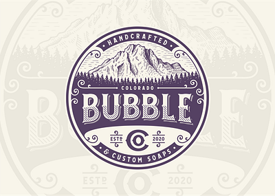 Colorado Bubble Co. character colorado design handcrafted illustration logo mountain retro soap vintage