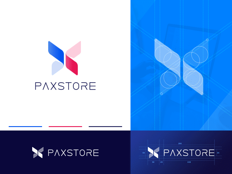 logoOfPaxstore brand branding branding design bright color colors construction design designs development grid grids header identity logo logomark logotype structure typography visual