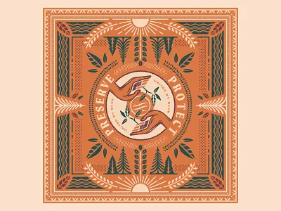 Preserve & Protect Bandana bandana hands illustration leaves nature pattern rei trees united by blue