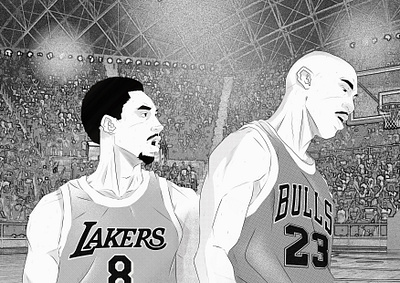 Kobe and Jordan anime art basketaball characters draw drawing illustration jordan kobe kobe bryant kobebryant manga michaeljordan nba painting