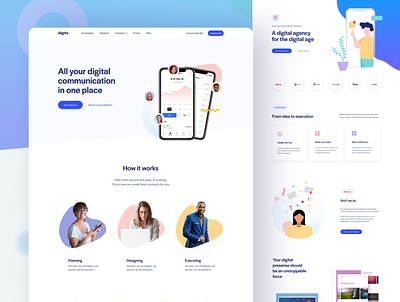 Digits Landing Page Template agency clean figma freebie homepage landing landing page minimal portfolio site template web web design website