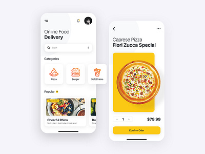 Online Food Delivery App android app application clean creative delivery design designer food food app ios mobile modern online restaurant screens template ui ui kit