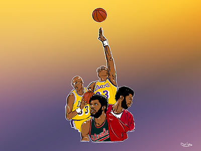 Kareem illustration kareem abdul jabbar los angeles lakers milwaukee bucks nba