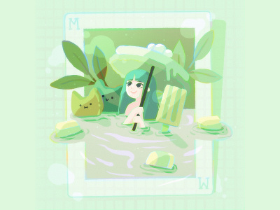Matcha Nature artist character cute design dessert digital art digital illustration digital painting digitalart green hairstyle holiday illustration inspiration inspire matcha mochi plants procreate tea