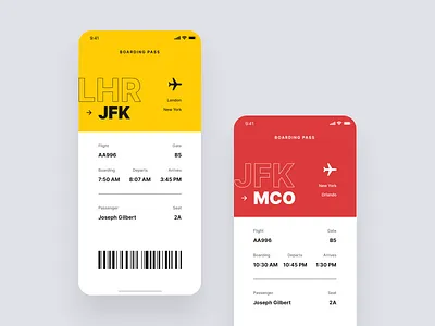 Boarding Pass app boarding pass clean dailyui dailyui 024 flat flight information ios iphone jfk lufthansa minimalistic mobile plane ticket ui ux