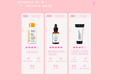 | glowinsaigon | Vitamin C, E, & Ferulic Acid Products adobe illustrator brand branding color cosmetic design illustration photoshop pink ui ux vector