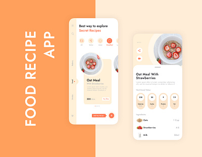 Food Recipe App app design graphicdesign illustration mobileapp photoshop ui ux vector