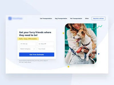 Pet Shipping Hero clean cta form header hero pet pets shipping ui web design website website design