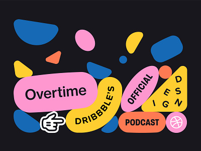 Overtime Concept (Landscape) ad design advertising bounce color palette dribbble flat design gravity overtime playful podcast promotion shapes ui design vector shapes web design