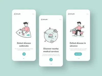 Disease prevention app | Onboarding page disease figma graphic health app healthcare illustration medical app mobile app mobile ui onboarding prevention procreate ui uidesign virus