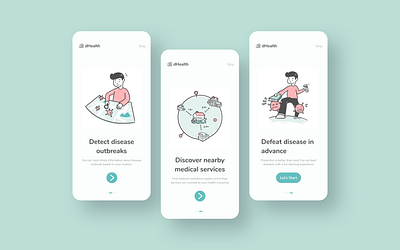 Disease prevention app | Onboarding page disease figma graphic health app healthcare illustration medical app mobile app mobile ui onboarding prevention procreate ui uidesign virus