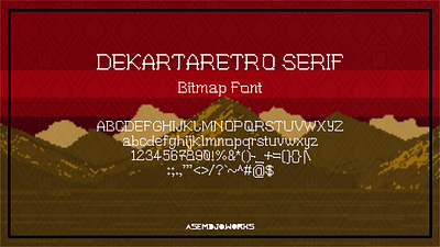 DEKARTARETRO SERIF FONT (2018) 8 bit bhumitara bitmap font font design game gamedev pixelart retro serif